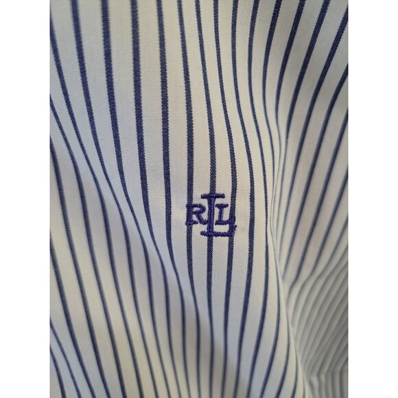 Lauren Ralph Lauren Womens Non-Iron Striped Button-Down Shirt 1X Cotton - Picture 3 of 12